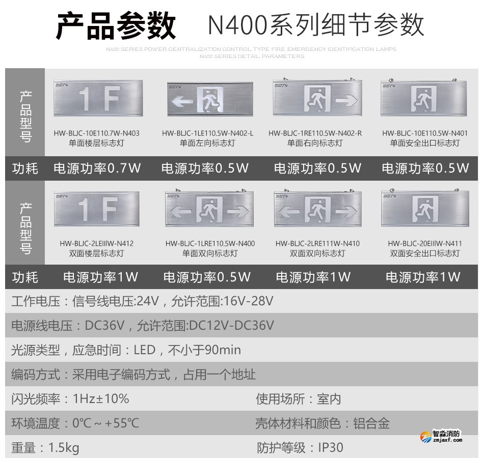 海灣N400疏散指示燈參數(shù)表