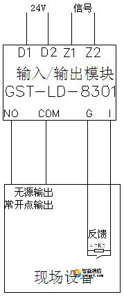 無源輸出時，輸出檢線電壓由被控設(shè)備提供，模塊與控制設(shè)備的接